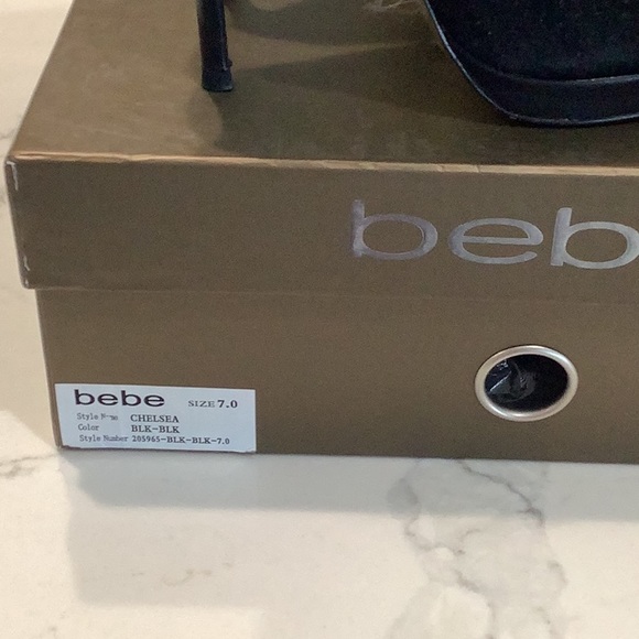 Bebe Chelsea beaded suede leather ankle boots Blk 7 - Picture 6 of 7